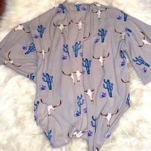 Peach Love Steer head Boho Kimono